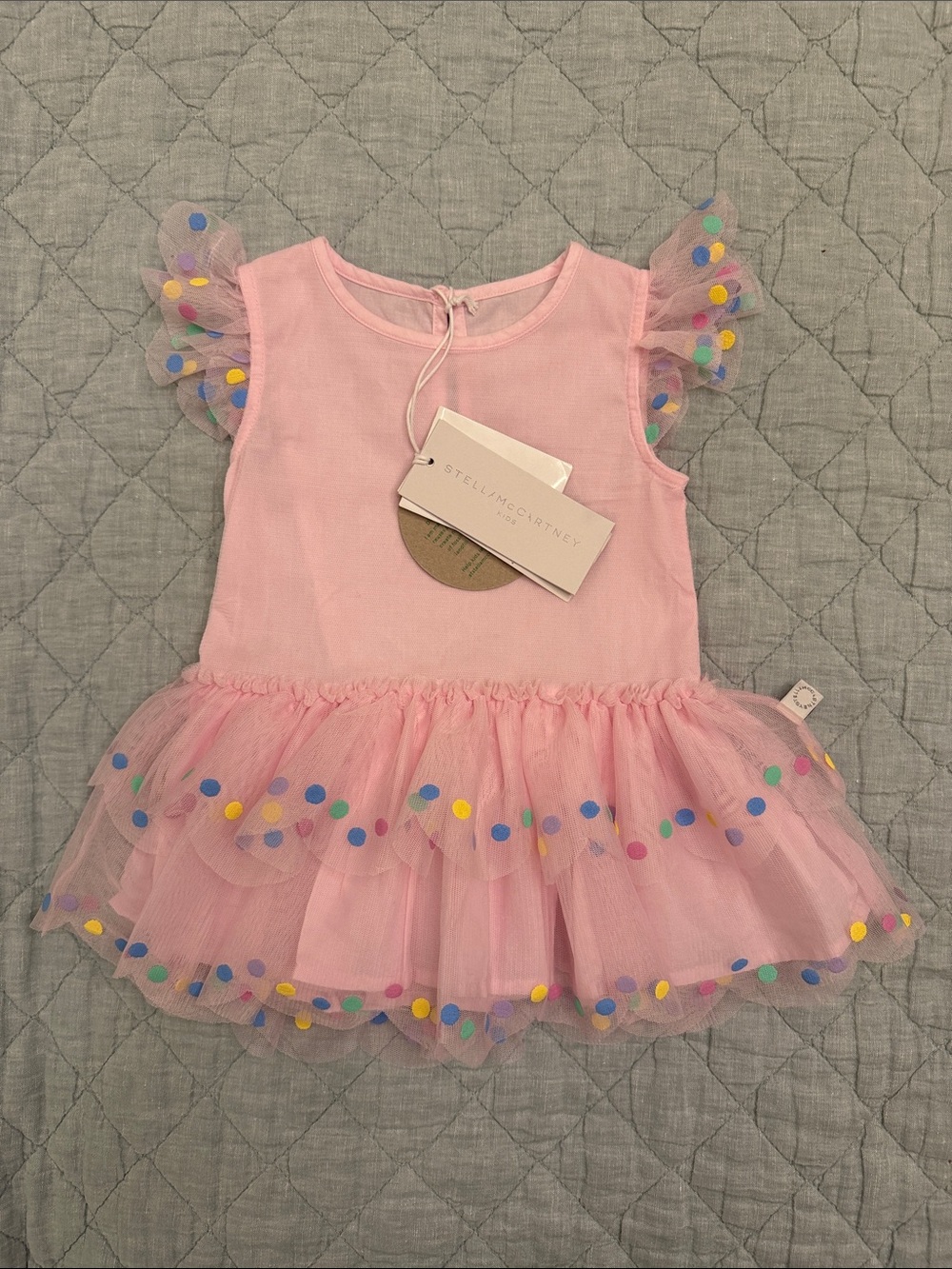Stella McCartney Kids Pink Tulle Polka Dot Tutu Dress
